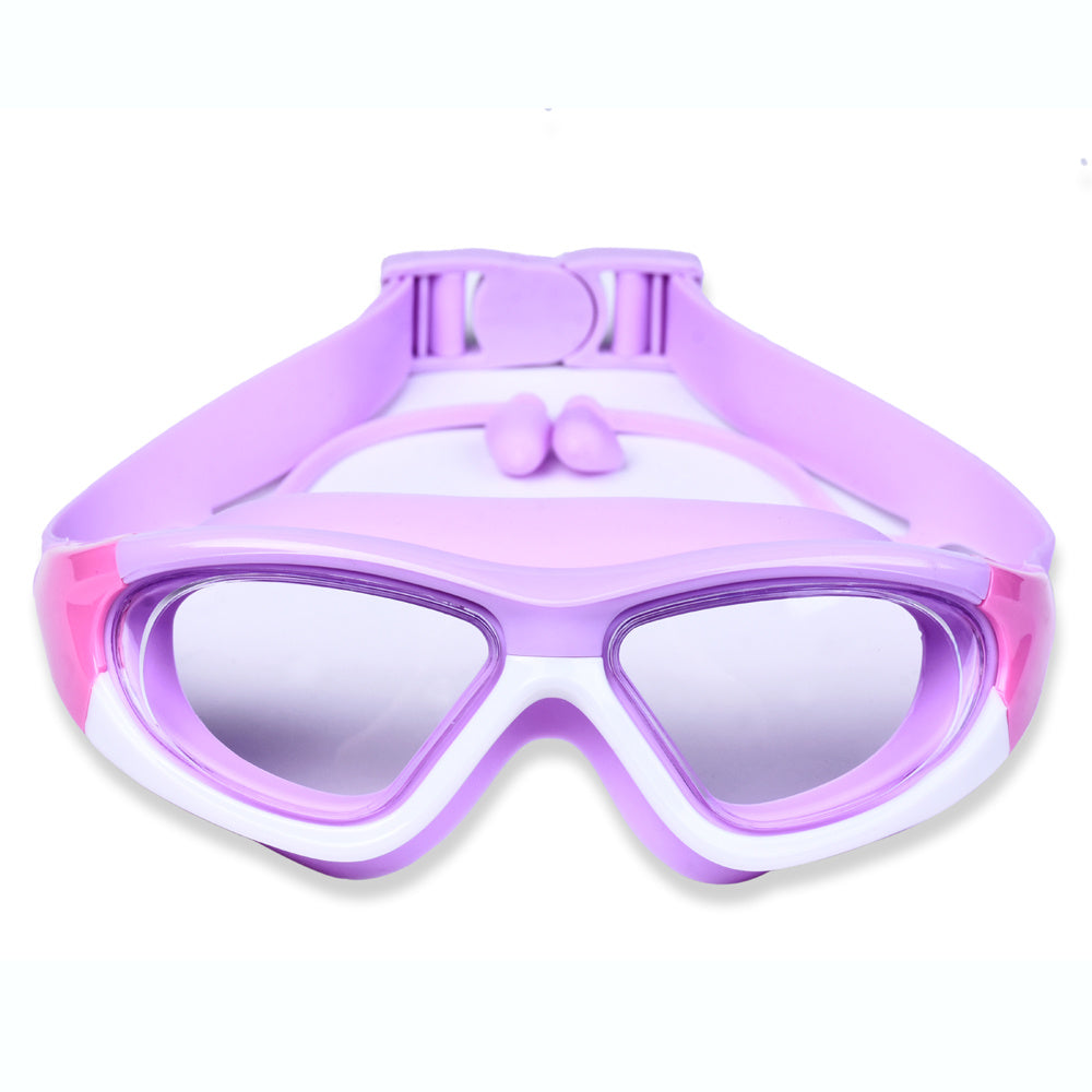 Children's Large Frame Anti Fog Swimming Goggles with Silicone Earbuds