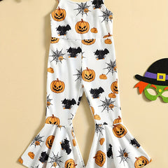 Toddler Halloween Pumpkin Jumpsuit Spaghetti Straps Romper