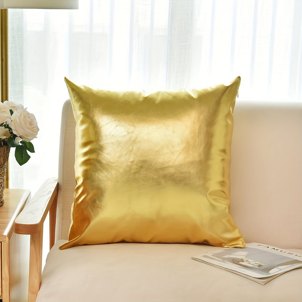 1pc Golden Leather Throw Pillow Covers