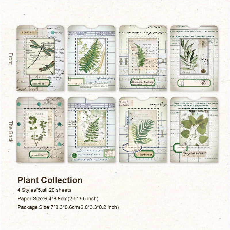 40 Vintage Plant & Flower Scrapbook Paper Sheets for DIY Scrapbooking