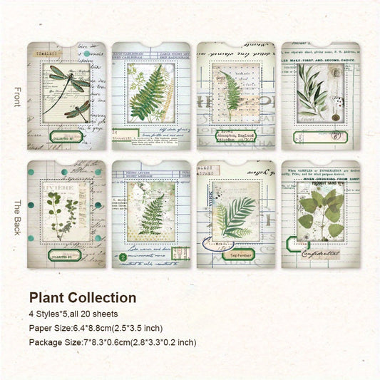 40 Vintage Plant & Flower Scrapbook Paper Sheets for DIY Scrapbooking