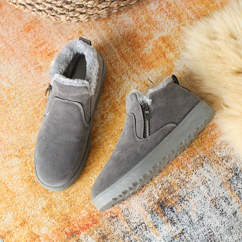 Women's Plush Inner Thermal Flats Side Zipper Winter Shoes