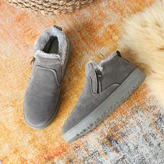 Women's Plush Inner Thermal Flats Side Zipper Winter Shoes