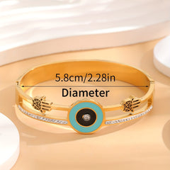 24K Gold Plated Eye Palm Bracelet Rhinestone Decor Jewelry