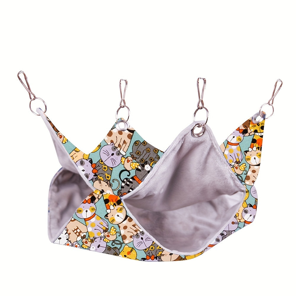 Small Pet Hammock Cartoon Print Hanging Hamster Nest