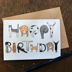 Funny Cats Birthday Card for Sibling - Happy Bday Card for Him or Her