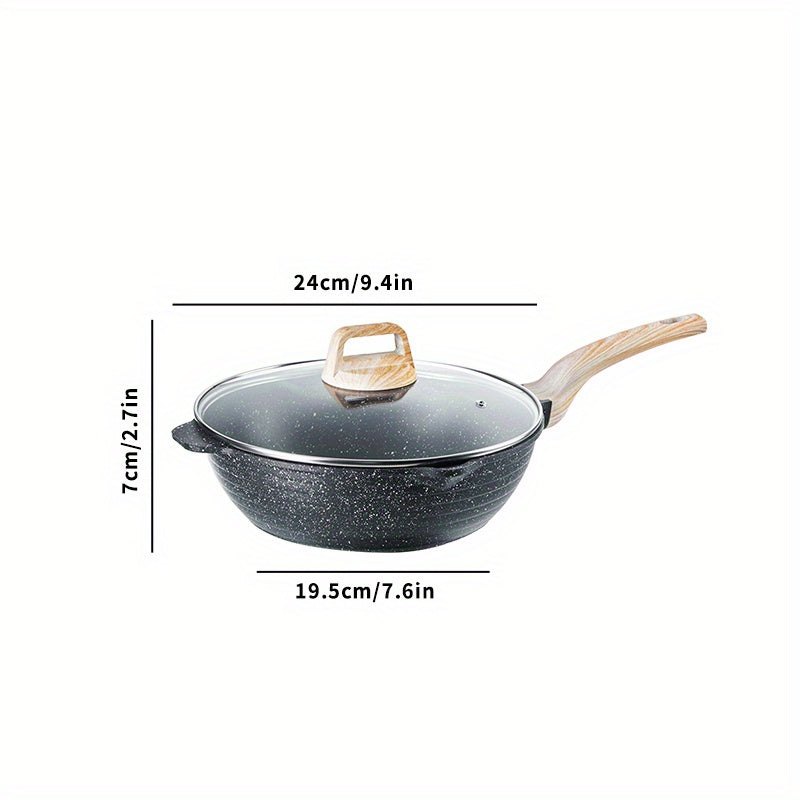 Non Stick Frying Pan 23 27 Wooden Handle Maifan Mineral Stone Cookware