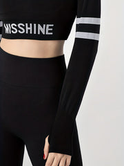 Stripe Pattern Tight Long Sleeve Top Fitness Yoga Running Top