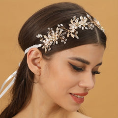 Crystal Pearl Headband Tiara Bridal Hairband Wedding Hair Accessories