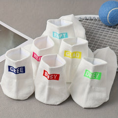 6 Pairs Letter Print Socks Women's Stockings & Hosiery