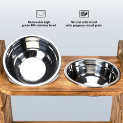 Wooden Dog Bowl Stand for Small & Medium Pets