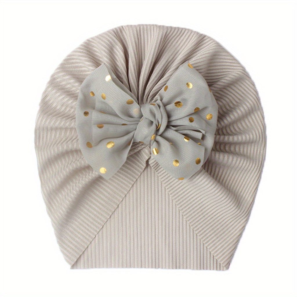 Polka Dot Print Turban Headwarp Bow Knotted Hat for Newborn Infant