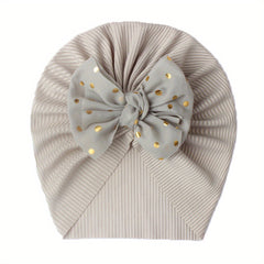 Polka Dot Print Turban Headwarp Bow Knotted Hat for Newborn Infant