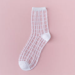 5 Pairs Sheer Mesh Socks Breathable Transparent Stockings Women's Hosiery