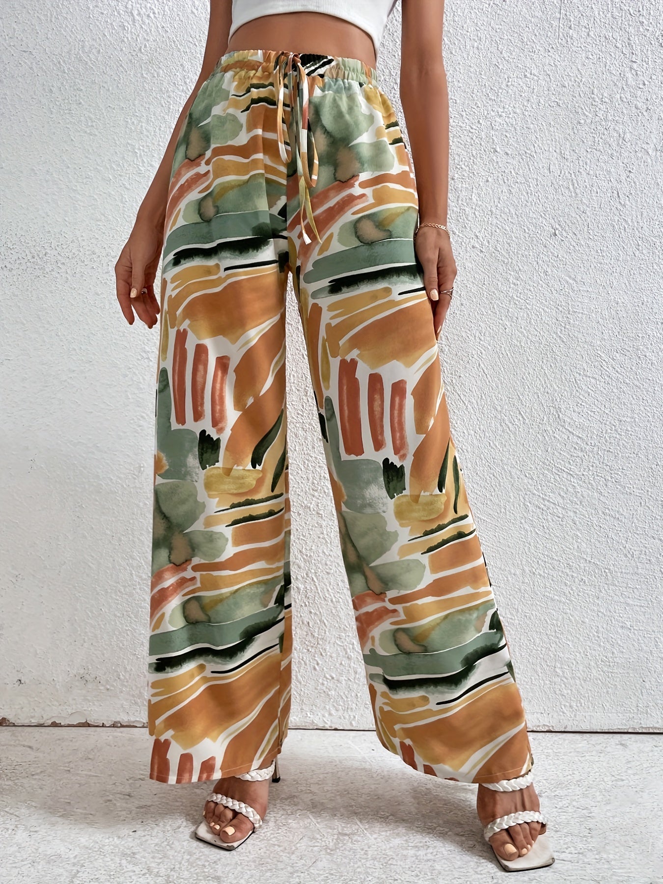 Wide Leg Drawstring Pants Spring & Fall Women's Clothing