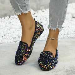 Sequins Flat Shoes Square Toe Soft Sole Ballet Flats