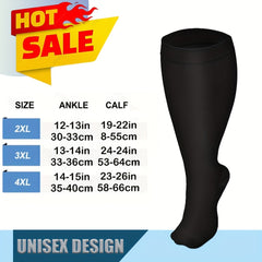 3 Pairs Plus Size Compression Socks 15-20mmHg Wide Calf Knee High Stocking