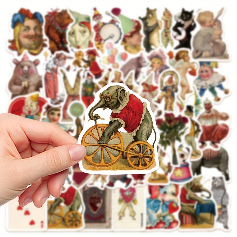 50pcs Circus Clown Car Luggage Water Cup Doodle Waterproof Stickers