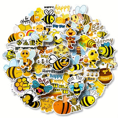 50pcs Bee Water Bottle Stickers Vinyl Waterproof Stickers for Laptop Skateboard