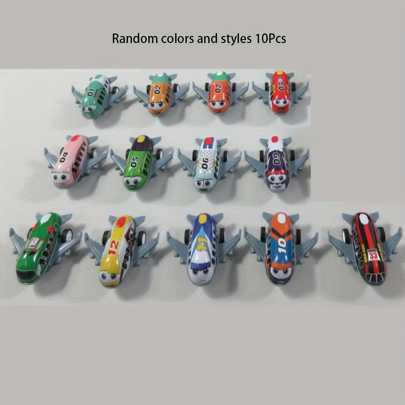 10 Pack Mini Metal Airplane Toys Inertia Power Alloy Structure Party Favors