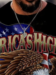 Men's American Flag Print Short Sleeve Tee