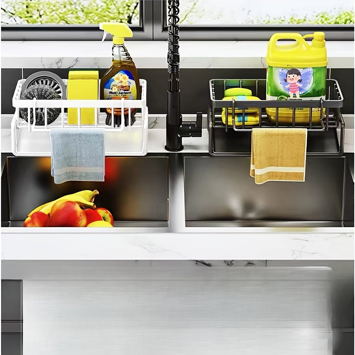 Stainless Steel Sink Rack Sponge Dish Soap Dish Cloth Brush Holder
