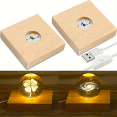2pcs Wooden LED Display Base Stand for 3D Crystal Glass Art