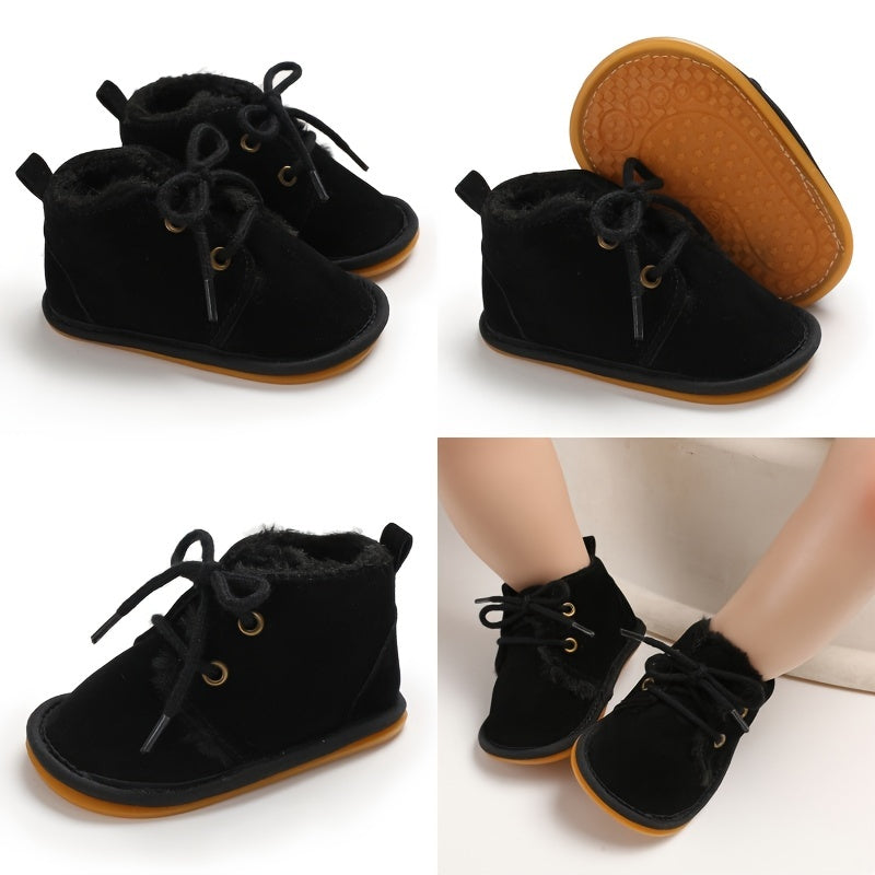 Soft Warm Fleece Lace Up Shoes for Baby Girls