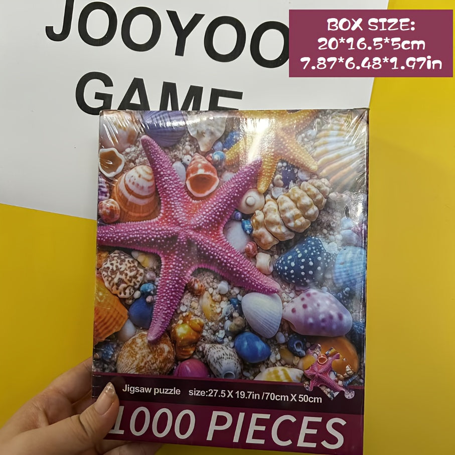 Coastal Ocean Theme Jigsaw Puzzle Starfish Seashells Vibrant Colors