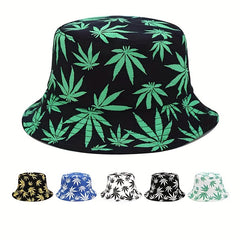 Men's Leaves Print Bucket Cap Outdoor Fisherman Sun Hat