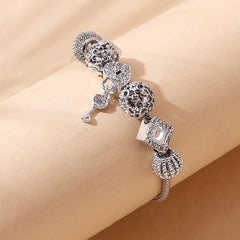 Beaded Charm Bracelet with Flower & Star Pattern