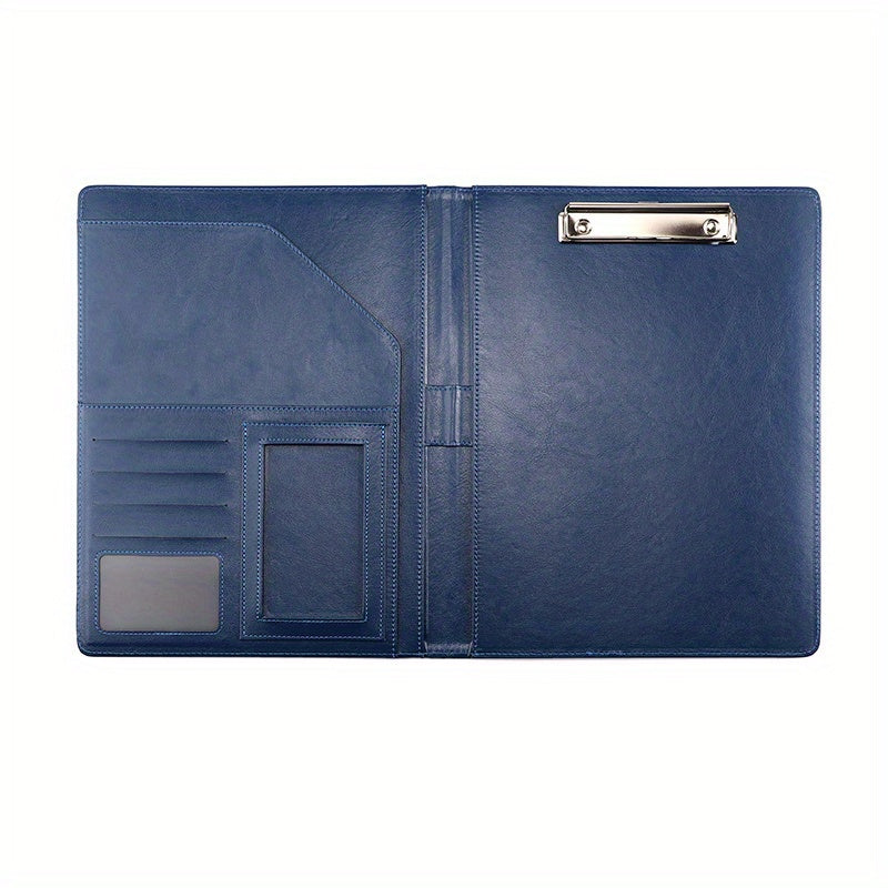 PU Leather Portfolio Folder w/ Clipboard Clip Padfolio - Business Interview Resu