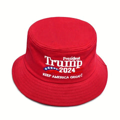 Red Bucket Hat Embroidery Hip Hop Casual Sunscreen Fisherman Cap