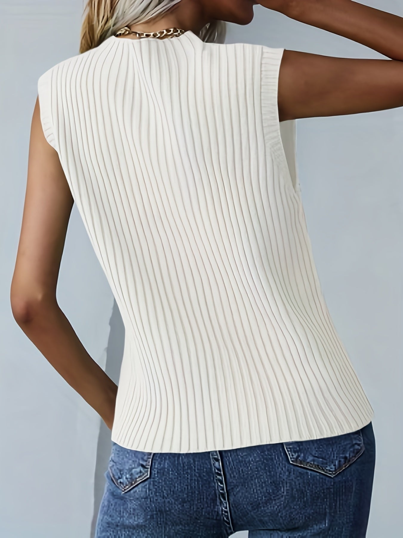 Summer Knitted Crew Neck Tank Top for Women