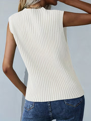 Summer Knitted Crew Neck Tank Top for Women