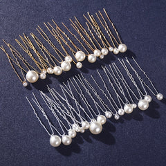 18pcs Pearl Hair Pin Clip Bride Wedding Accessories Golden Silvery