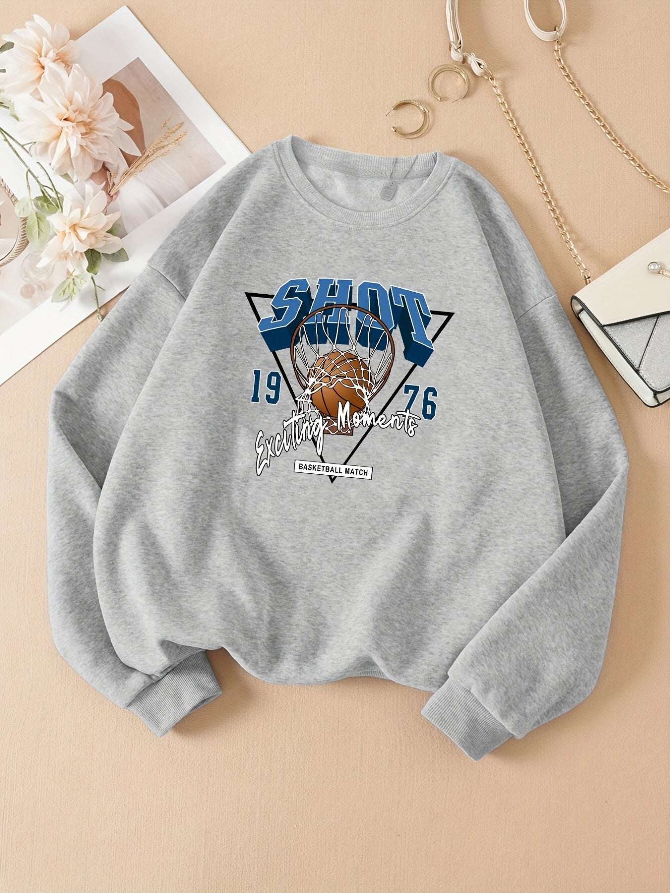 Graphic & Letter Print Sweatshirt Casual Long Sleeve Women's Sweatshirt