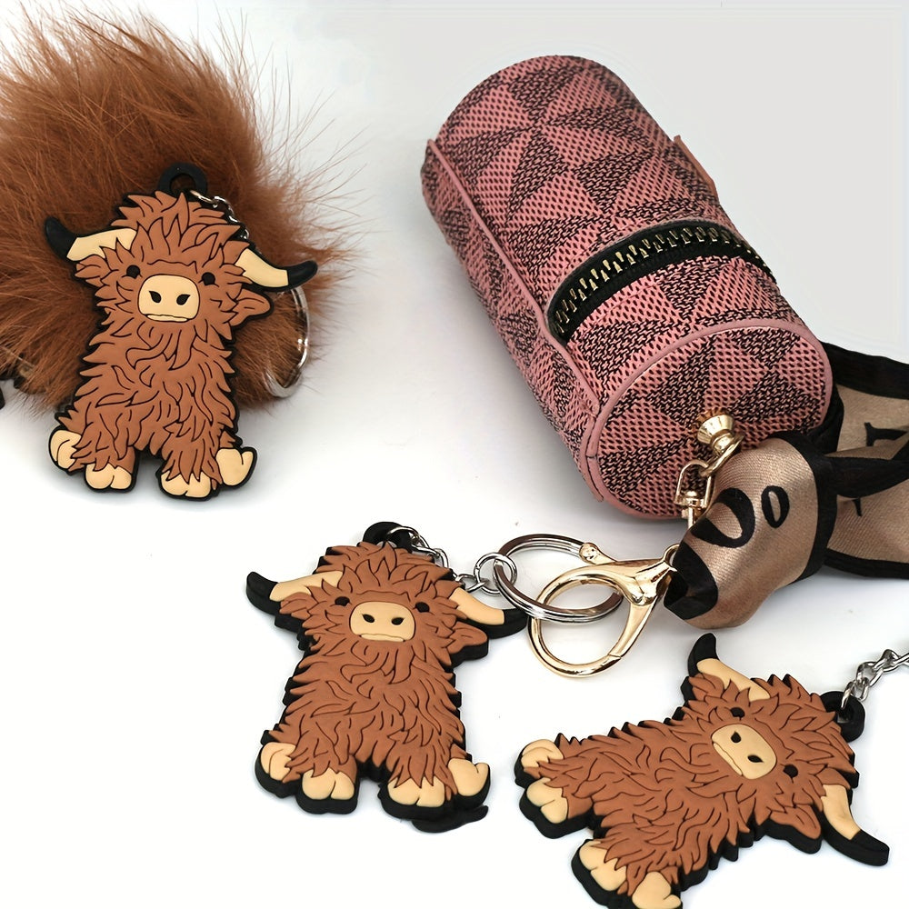 Cow Keychain Cartoon Animal Charm for Keys Backpacks Purses