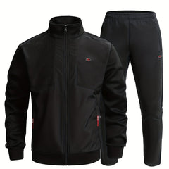 Men's Sports Suit with Zip Up Jacket and Stretch Waist Pants