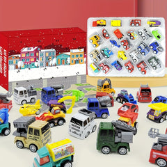 24pcs Holiday Countdown Calendar Excavator Car Christmas Blind Box Gift