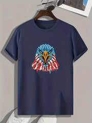 Eagle Head Print Men's Graphic T-shirt for Summer