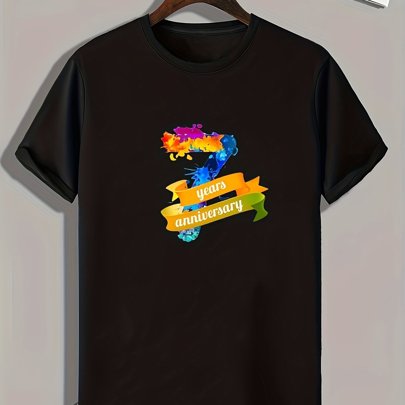 7th Anniv Pattern Print Men's Sports T-shirt, Great Fitness Gift M