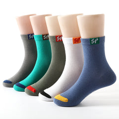 5pairs Boys Casual Thin Knit Mesh Cotton Socks Spring Summer