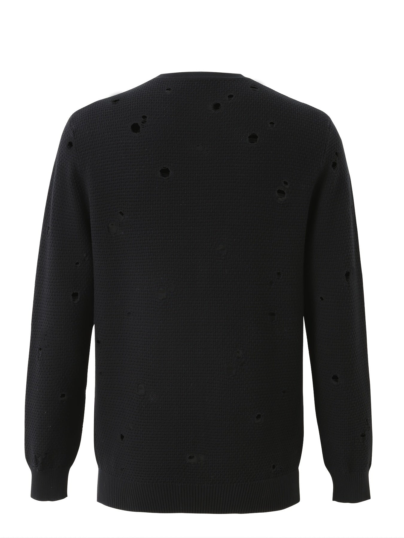 Men's Knit Hollow Out Sweater Long Sleeve Crew Neck Thermal Top