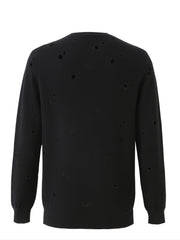 Men's Knit Hollow Out Sweater Long Sleeve Crew Neck Thermal Top