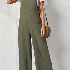 Wide Leg Overall Jumpsuit Casual Solid Overall Jumpsuit