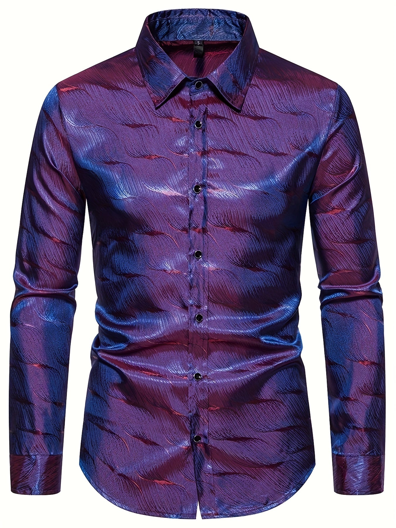 Men's Casual Dress Shirt Turn Down Collar Long Sleeve Regular Fit