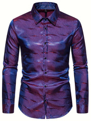 Men's Casual Dress Shirt Turn Down Collar Long Sleeve Regular Fit