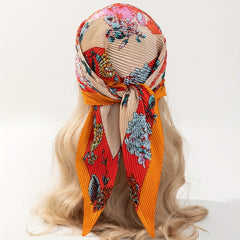 Plum Blossom Print Bandana Silky Floral Scarf - 4 Colors