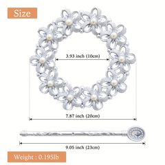 2pcs Flower Pattern Faux Pearl Curtain Tieback Curtain Holdback